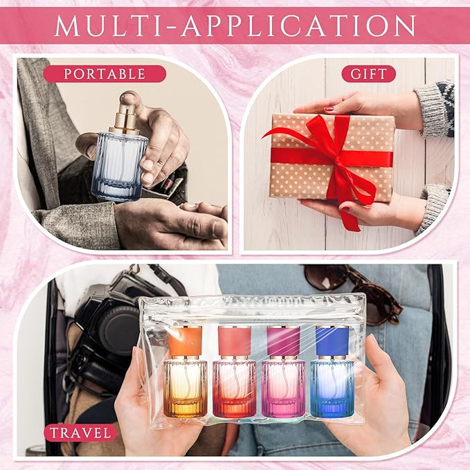 24 Pcs 30/50/100ml Empty Glass Perfume Bottles Bulk Pack for Perfume Makers Refillable Atomizer Cologne Bottles DIY Vintage Fragrance Packaging Glass Bottling Supplies (Multicolor,30 ml)