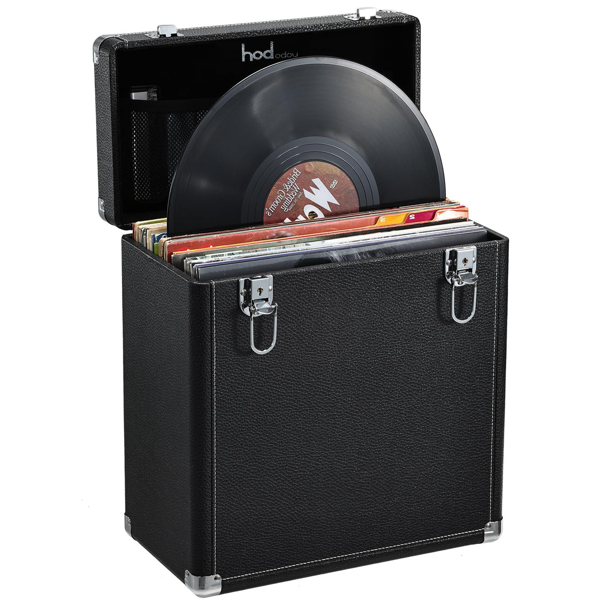Vinyl Record Storage Box with Lock Record Organizer - Image 1