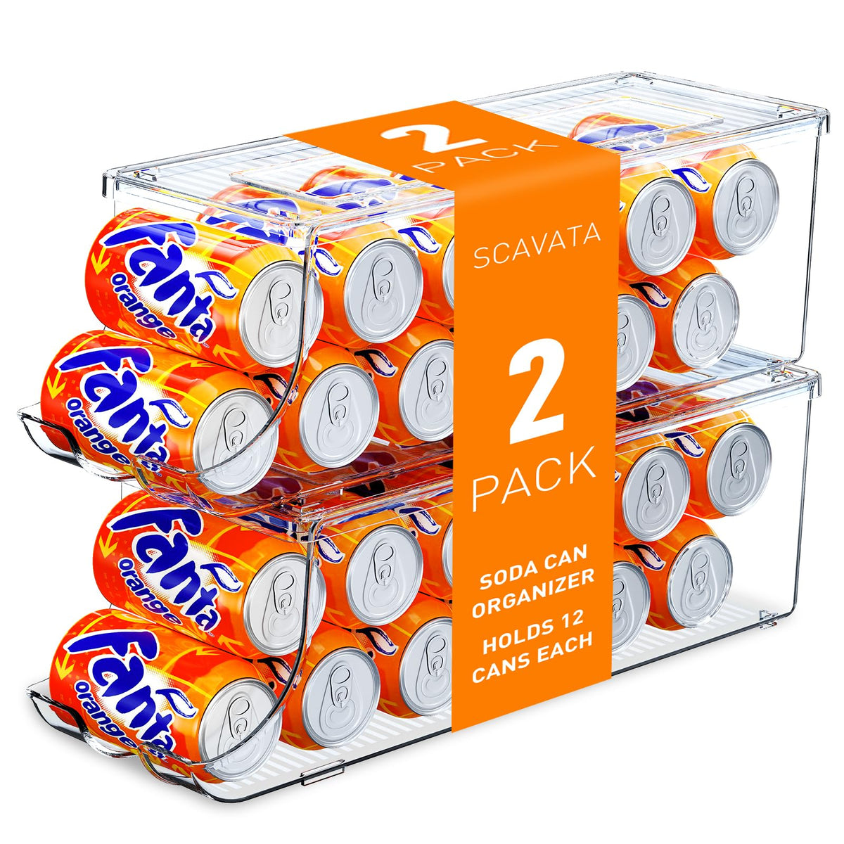 SCAVATA 2 Pack Soda Can Organizer for Refrigerator, Stackable - Image 1