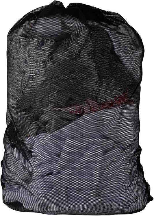 24x36 Inch Large Mesh Laundry Bag, Machine Washable Laundry Washing Bag with Drawstring for Home Hotel College Dorm Apartment Travel Camp (Black)