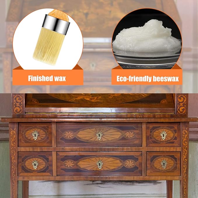 Finishing Wax Furniture Wood Finishing Clear Chalk Paint Waxes Sealing and Painted Brush for Painting Interior Furnitures(3.5 Ounces,White)