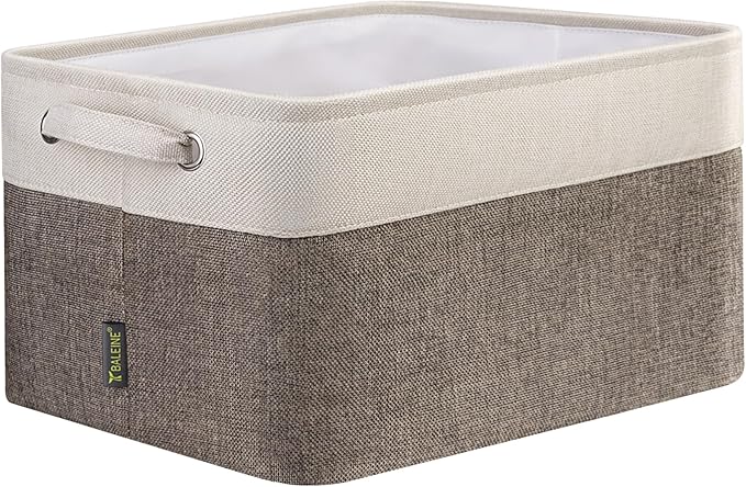BALEINE 1 Pack Fabric Closet Storage Bins for Shelves, Linen Closet Organizers and Storage, Decorative Baskets for Organizing, Shelf, Clothes, Home, Office (Brown, 15''x11''x9.5'')