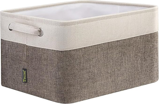 BALEINE 1 Pack Fabric Closet Storage Bins for Shelves, Linen Closet Organizers and Storage, Decorative Baskets for Organizing, Shelf, Clothes, Home, Office (Brown, 15''x11''x9.5'')