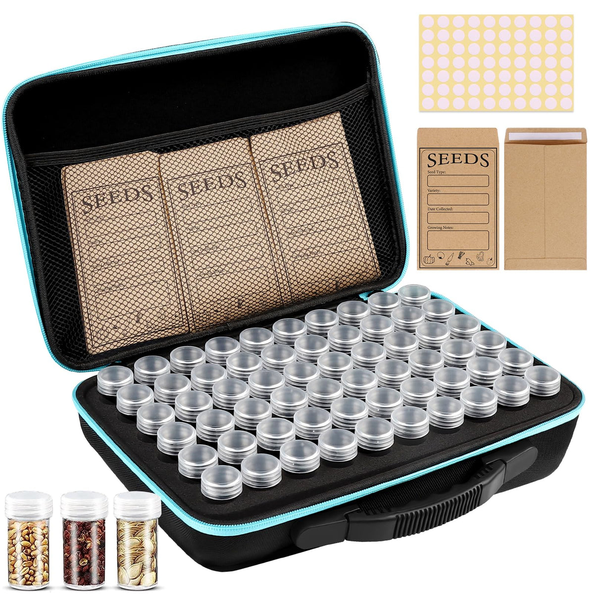 60 Slots Seed Storage Organizer with 20 Seed Envelopes - Image 1