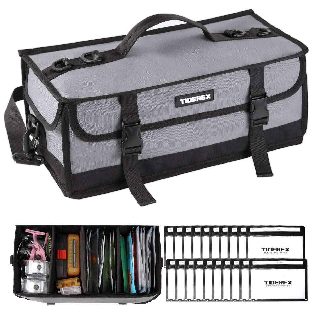 Soft Plastic Bait Storage Tackle Bag with 20 Clear Bait Pouches - Image 1