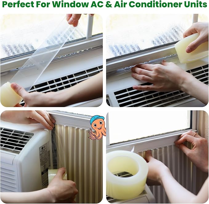 ECOHomes Window Weather Sealing Tape | Winter Weather Stripping Tape to Block Cold Drafts Through Window Gaps and AC Units, Insulation Seal and Draft Blocker for Home (3 Inch by 90 FT, Clear)