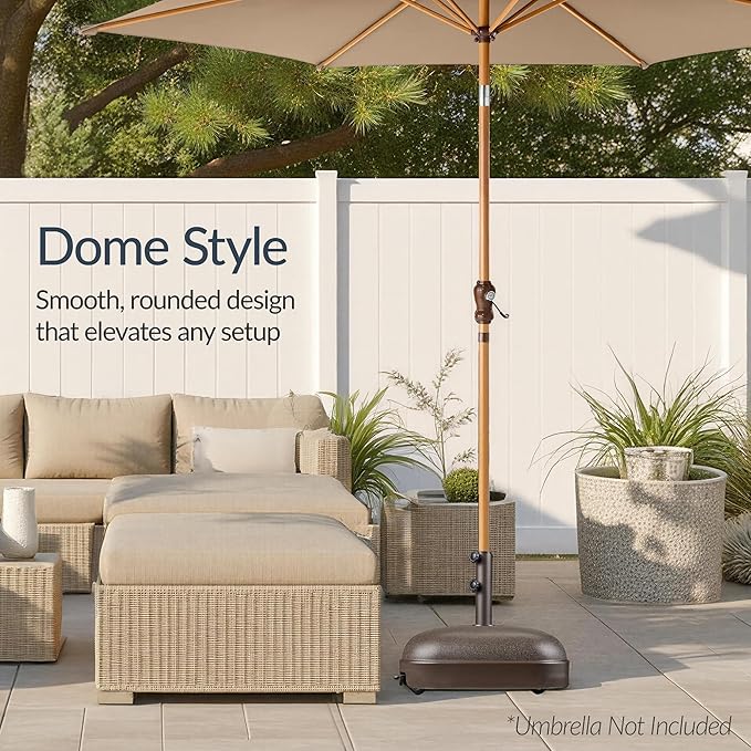 Best Choice Products 123lb Capacity Fillable Mobile Umbrella Base, Heavy Duty Market Stand for Patio, Deck, Poolside, Easy to move w/ 4 wheels - Dome Square Brown