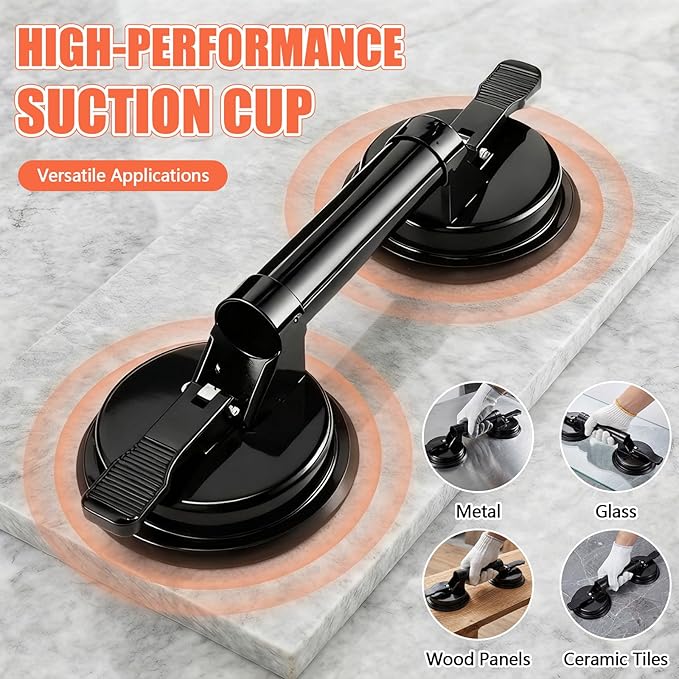 Floor Gap Fixer Tool Kit for Laminate Floor Gap Repair Aluminum Heavy Duty Suction Cup and Rubber Mallet Set for Floating Wood Floors and Moving Glasses(Black)