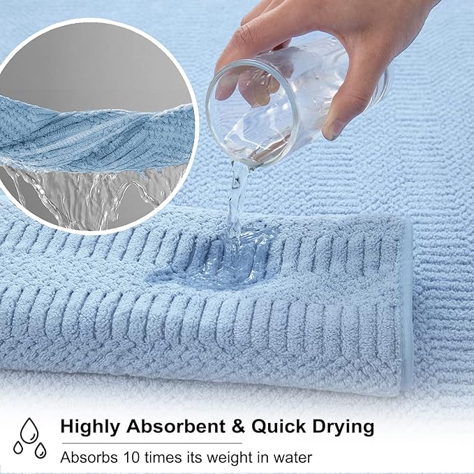 Oliven 4 Piece Blue Large Bath Sheets 35"x70" Oversized Bath Towels Jumbo Towel Set 600GSM Soft Highly Absorbent Quick Dry Beach Chair Towel Woven Towels for Bathroom Hotel and Spa