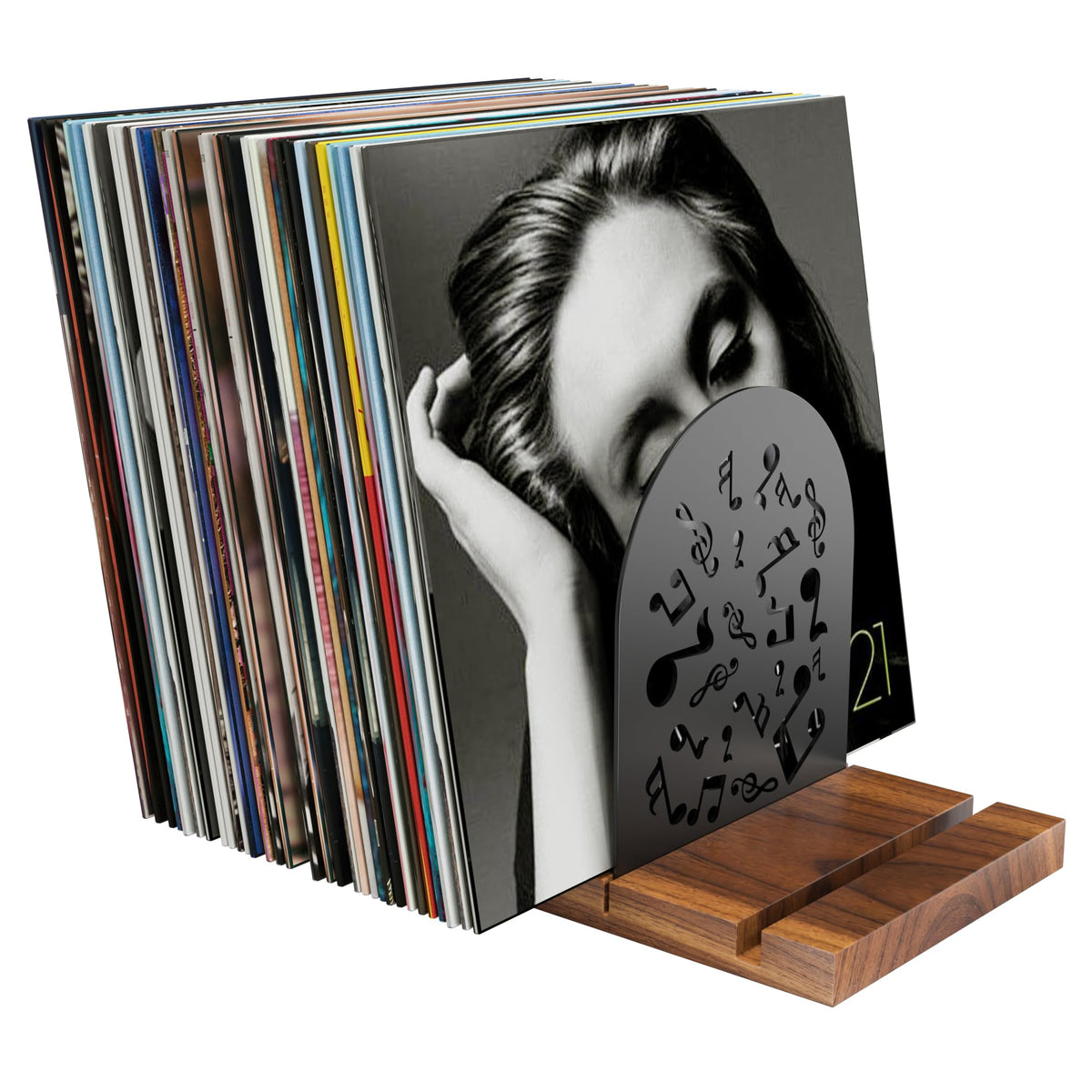 Vinyl Record Storage, Walnut Record Holder for 70-100 LP - Image 1