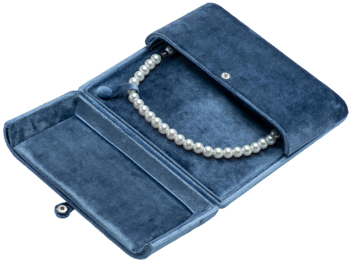 Large Velvet Pearl Necklace Gift Box Jewelry Storage Case - Image 1