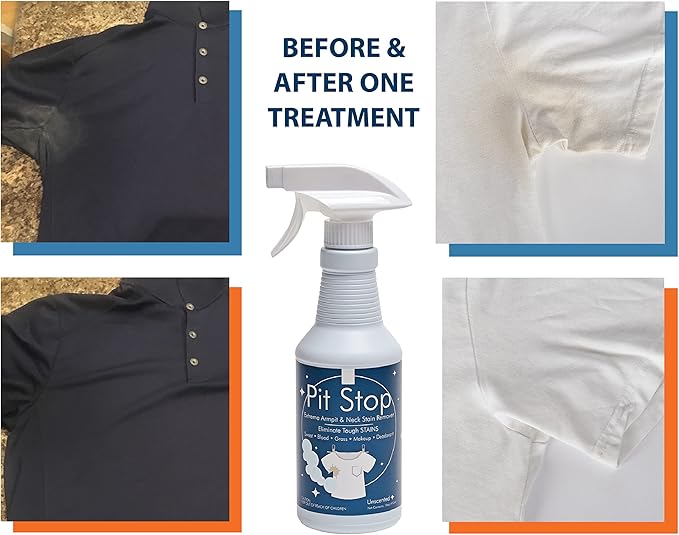 Sanco Industries Pit Stop, Sweat Stain & Deodorant (Antiperspirant) Armpit Stain Remover, Multi-stain formulation, 16oz. (Pack of 2)