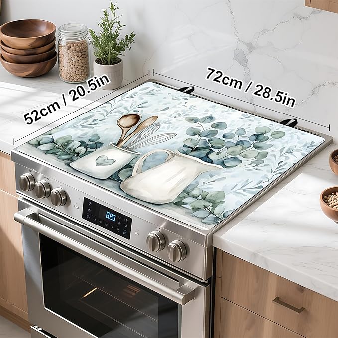 Stove Top Cover Flower Gas Stove Top Cover for Home Decoration Kitchen Pad Non-Stick Washable Cooktop Covers Countertop Protector Keep Stove Clean (Vase, 28L"x20W")