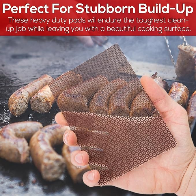 [100 Pack] Grill Cleaning Screens-Griddle Scraping Cleaner Mesh, Removal of Tough Stain on BBQ Grills, Cooktops and Stove Tops for Restaurant, Bars and Home Use