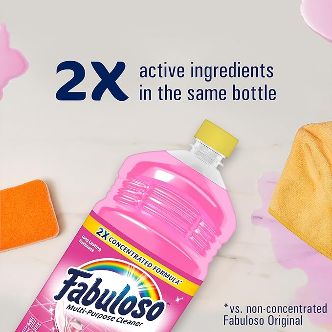 Fabuloso Multi-Purpose Cleaner and Floor Cleaner, 2X Concentrated Formula, Long-Lasting Freshness, Watermelon Scent, 56 fluid ounces