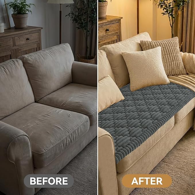 Smiry Pet Couch Cover for Dogs Washable, Non-Slip Fuzzy Couch Covers for 3 Cushion Sofa Pet Friendly, Soft Thick Furniture Protector Sofa Slipcover Mat for Dogs (Dark Grey, 27.6" x 59")