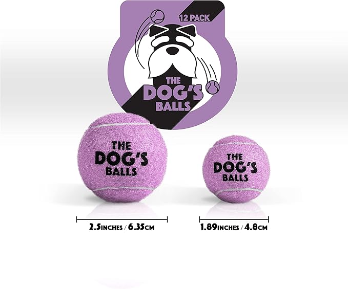 The Dog's Balls Dog Tennis Balls for Dogs, Lilac, 12-Pack - Non-Abrasive Felt Fetch Balls, Tough Rubber Core, Float in Water, Fits Standard Launchers