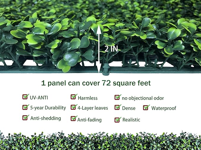 Artificial Ivy Privacy Fence Wall Screen: 6FT X12FT (72 sqft) UV-Anti Faux Boxwood Roll Panels Greenery Backdrop Ivy Vine Leaf Hedges Fence Panels for Indoor Outdoor Green Wall Decor