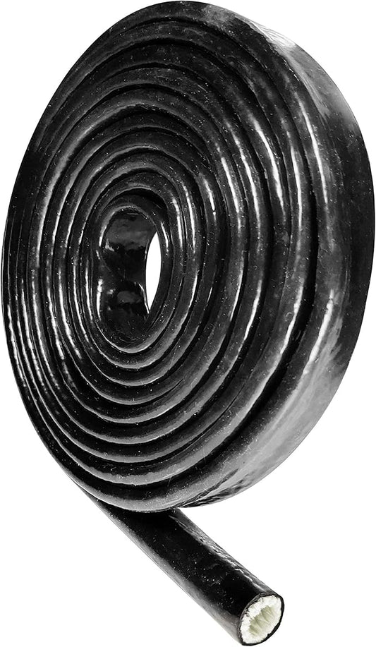 2" ID Heat Shielded Fire Thermo Armor Fire Sleeve Silicone Coated Fiberglass for Hose Lines & Electrical Wiring Black, 3 feet