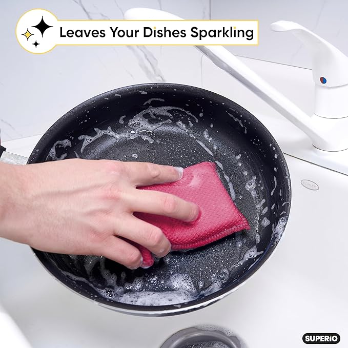 Microfiber Sponges for Dishes Kitchen Sponges Non-Scratch Sponge Dish Scrubber Heavy Duty Household Cleaning Sponges Multi-Purpose Cleaning Supplies Dish Sponge Kitchen Sponges Pack of 3