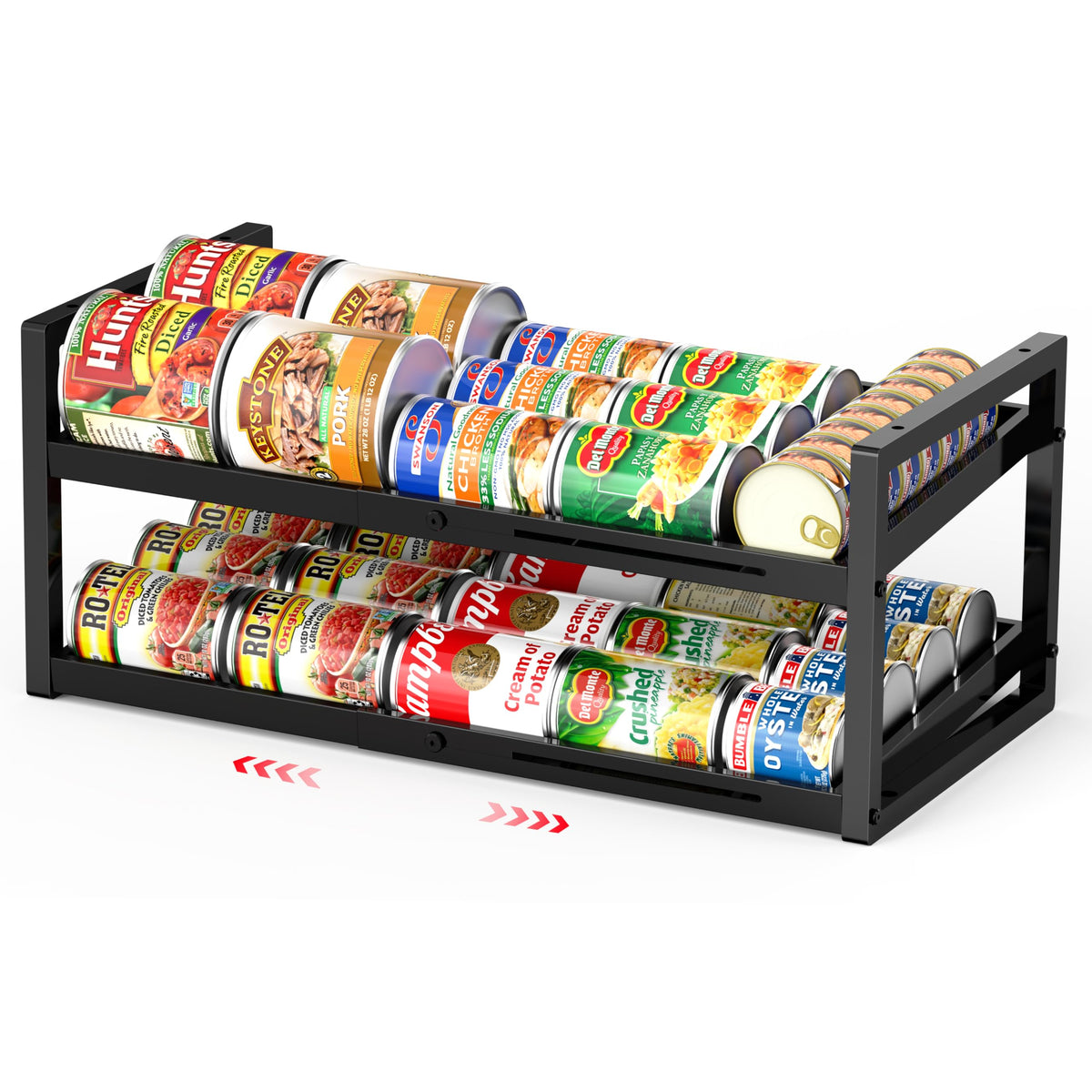 2-Tier Can Organizer for Pantry, Expandable Length Can Rack - Image 1