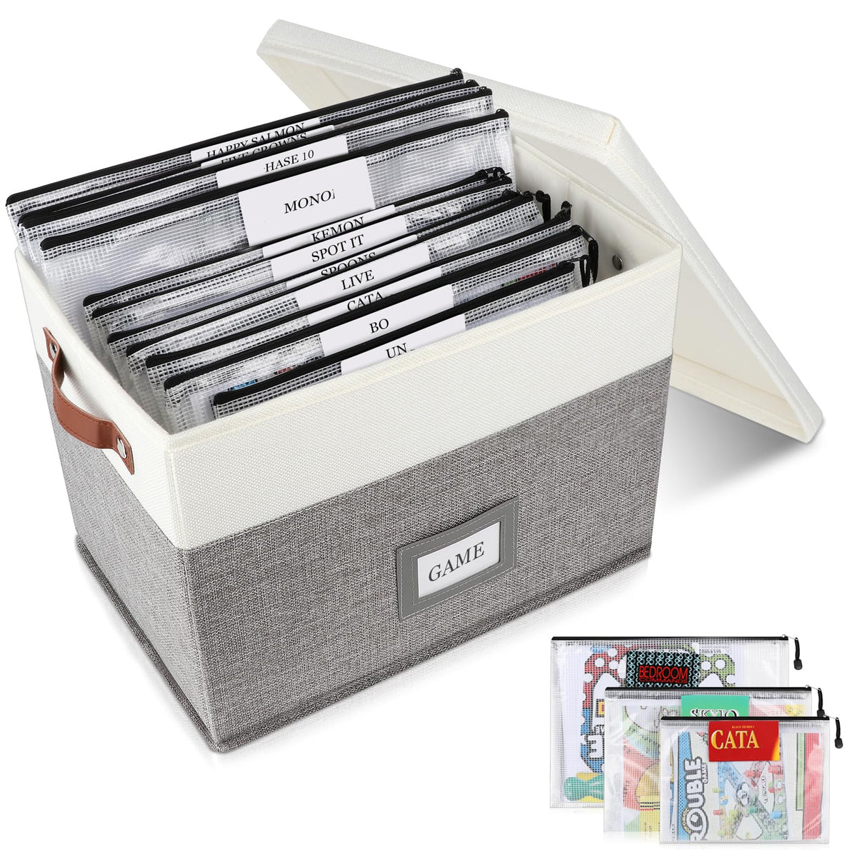 Board Game Organizer with 12pcs Zipper Bags and Writable - Image 1
