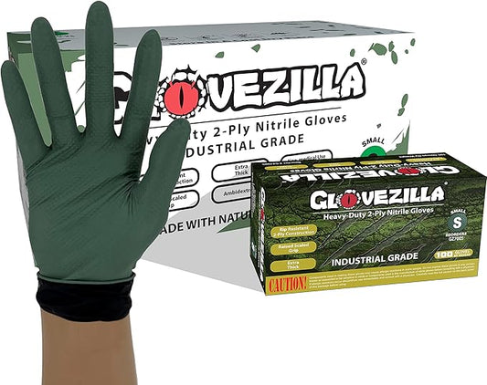 2-PLY 8.5 MIL Thick Industrial Nitrile Gloves, Disposable, Rip Resistant, Raised Diamond Texture for Grip, 2 Layer