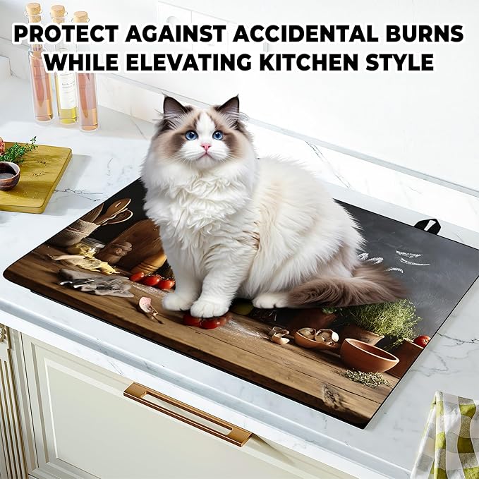 Stove Top Cover Flower Gas Stove Top Cover for Home Decoration Kitchen Pad Non-Stick Washable Cooktop Covers Countertop Protector Keep Stove Clean (Kitchen-1, 28L"x20W")
