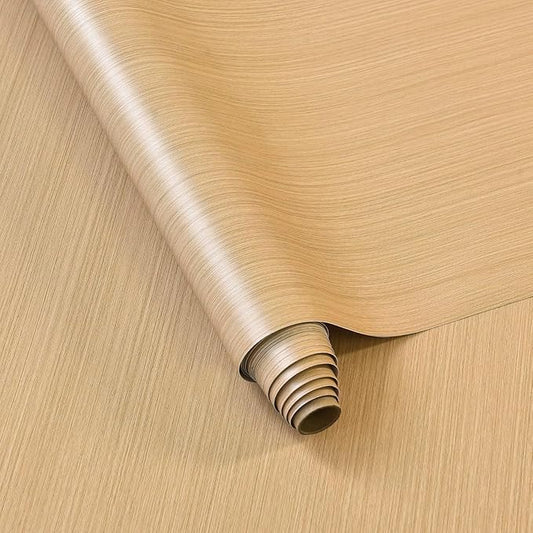 BOMENG Light Wood Contact Paper for Cabinets Wood Grain Vinyl Wrap Yellow Wood Wallpaper Peel and Stick Countertop Covers with Air Guide Slot Design 16"x 118" Brown Natural Wood Paper Sticker
