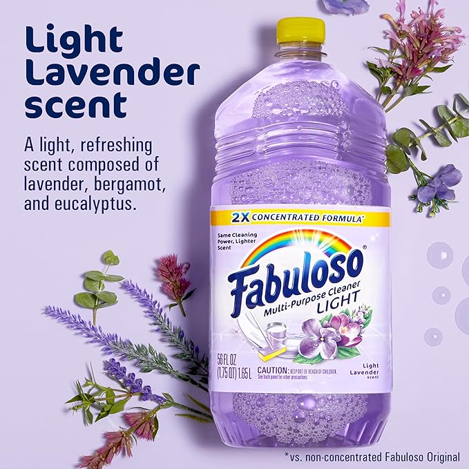Fabuloso Multi-Purpose Cleaner, 2X Concentrated Formula, Floor Cleaner, Light Lavender Scent, 56 fl oz