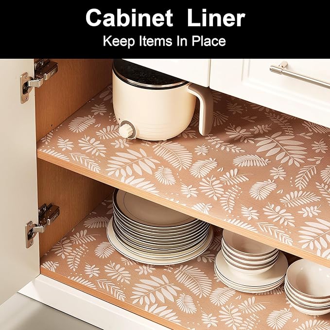 Cooyes Shelf and Drawer Liners for Kitchen Cabinets, Non Adhesive Cabinet Liner, EVA Waterproof Durable Non-Slip Drawer Mats for Shelves, Refrigerator, Storage, Desks（11.8" W x 118" L）