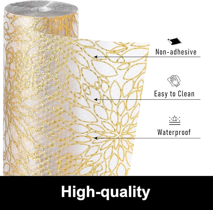 Cooyes Shelf Liner Drawer Liners, Shelf Liners for Kitchen Cabinets, Non-Adhesive Cabinet Liner, EVA Waterproof Non-Slip Refrigerator Liners for Kitchen Drawers（23.6" W x 118" L）