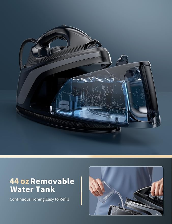 Sundu Pro Steam Station Iron for Clothes,1600W Professional Steam Iron with 44 oz Tank, 400 microsteam holes, Built-In Pump, Ceramic baseplate,Iron Lock For Easy Carry