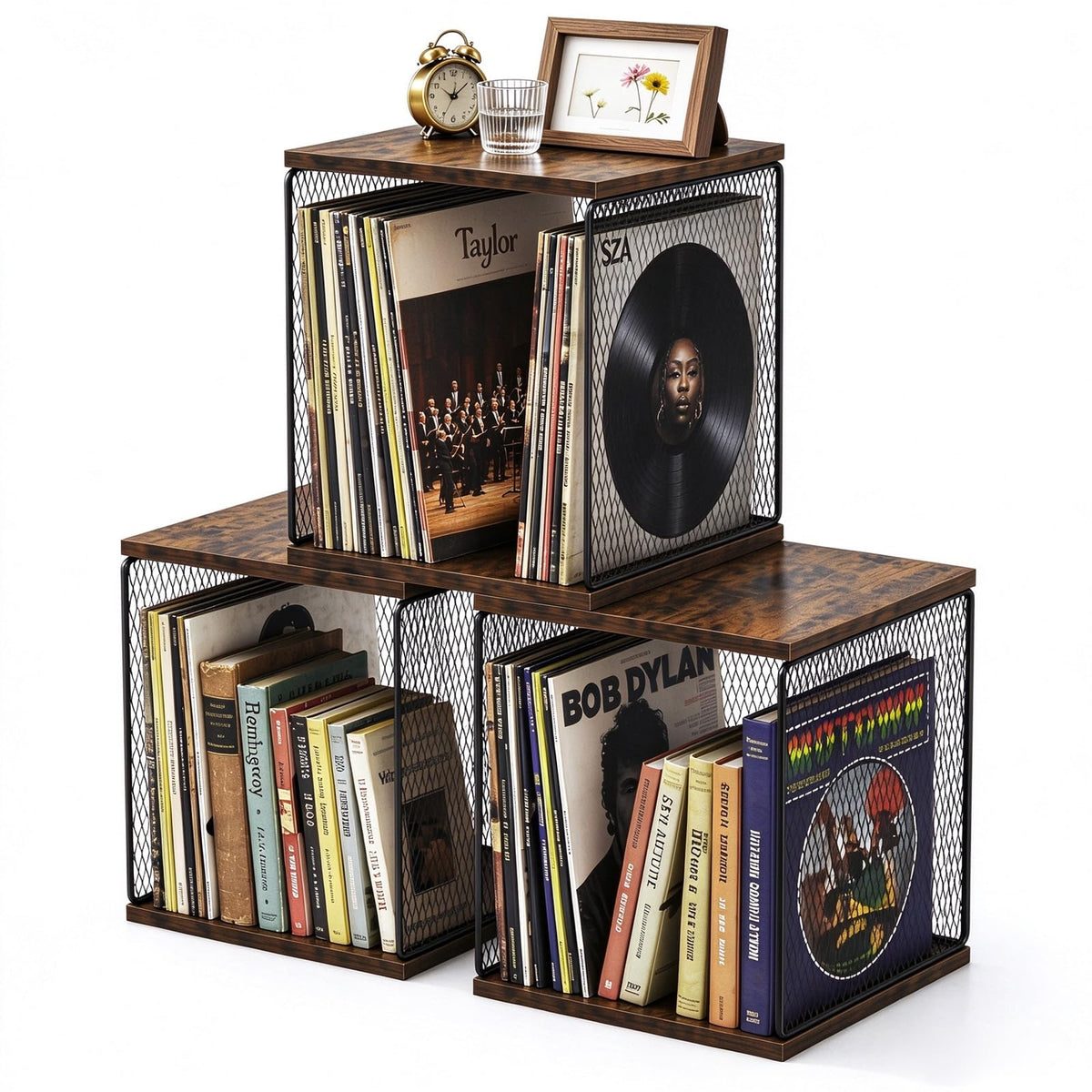 3 Cube Vinyl Record Storage, DIY Stackable Record Holder - Image 1