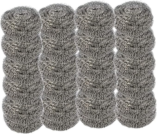 Superio Stainless Steel Scourers Steel Wool Scrubber Pad Used for Dishes, Pots, Pans, Grill, Stoves, and Ovens, Easy scouring for Tough Kitchen Cleaning Pack of 24