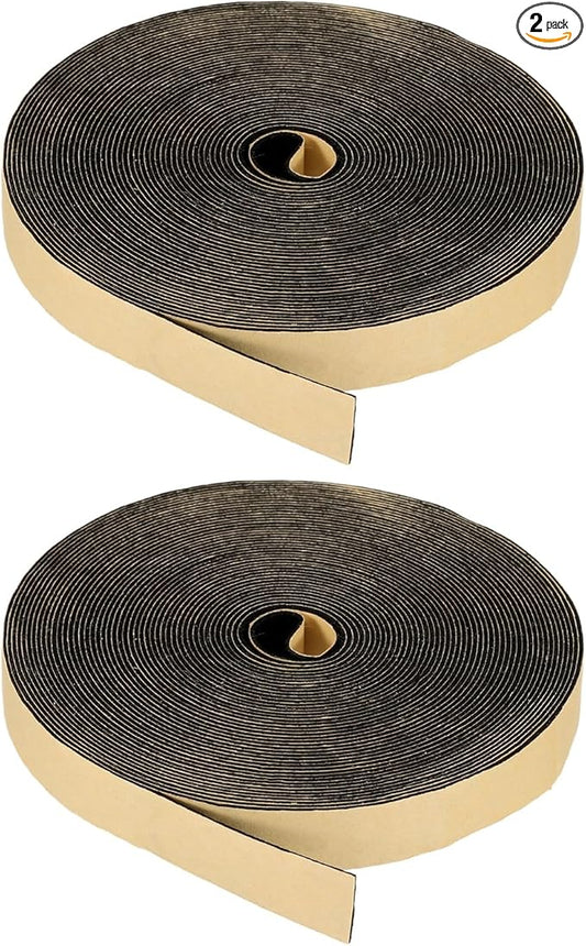 PATIKIL Foam Insulation Tape, 2Pcs 3/4" W x 1/16" t x 32.8FT Self Adhesive Weather Stripping Door Seal Strip for Door Window Air Conditioning, Black