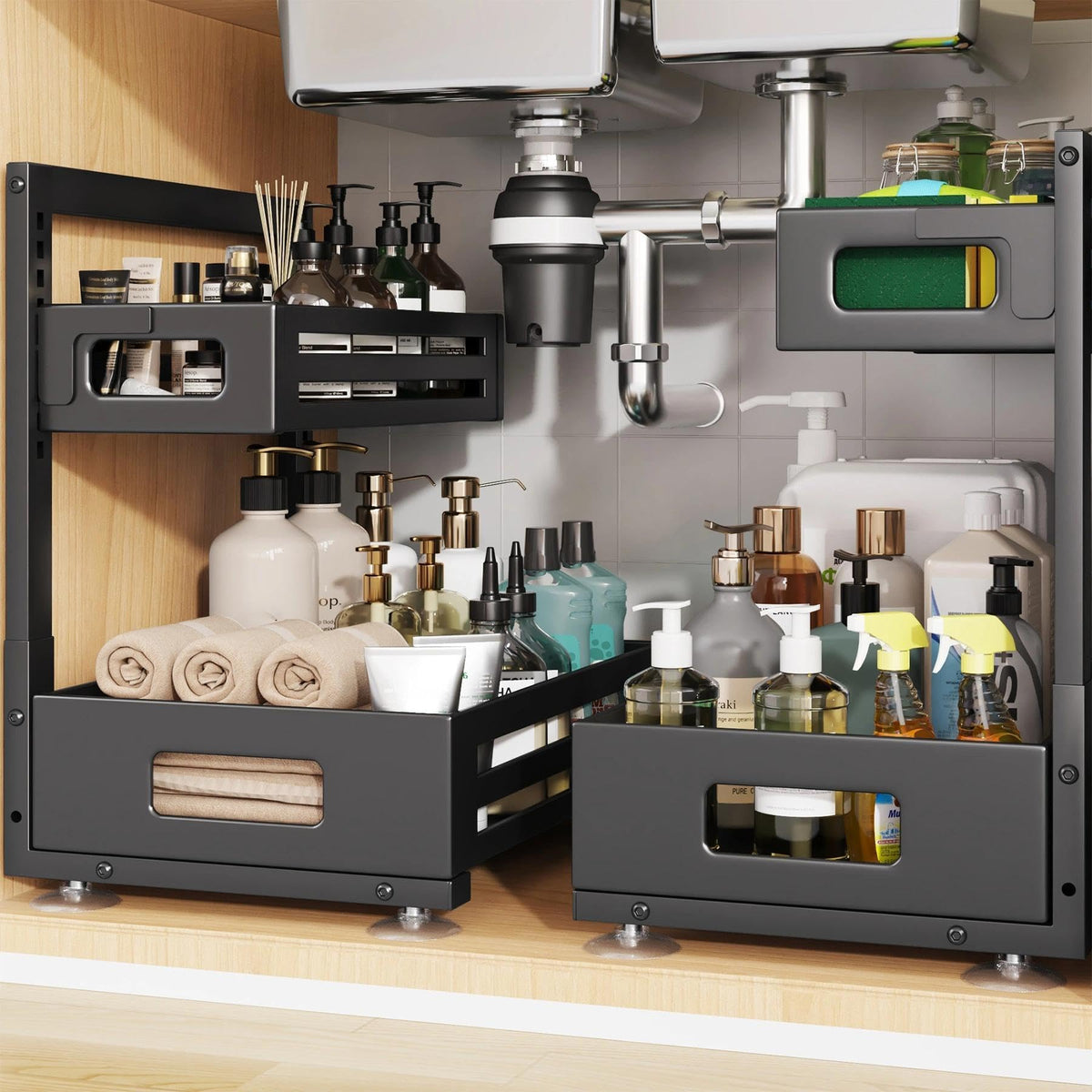 2 Pack Under Sink Organizer,Pull Out Cabinet Organiz | Under Sink Stor - Image 1