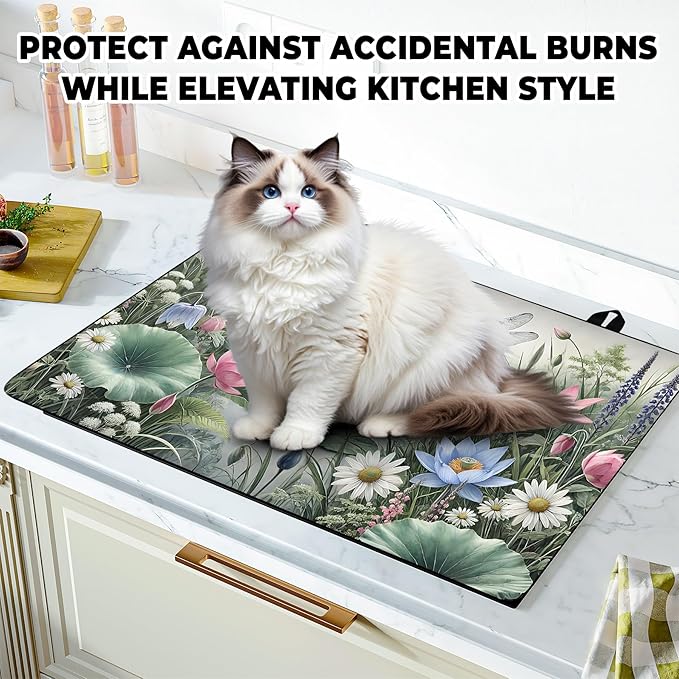 Stove Top Cover for Home Decoration Kitchen Pad Washable Cooktop Covers Countertop Stove Protector Mat for Home Kitchen Cooktops (dragonfly, 28"x20")
