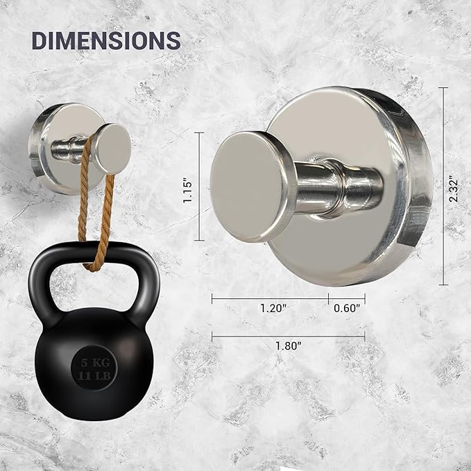 Suction Cup Hooks for Shower - 4 Pack, Chrome - Stainless Steel, Strong Suction, No Drill, Removable Hanger, Tile Bathroom Kitchen Wall, Glass Door, Mirror Hook Hanging Robe, Towel Holder