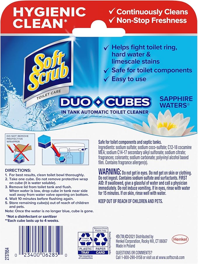 Soft Scrub in-Tank Toilet Cleaner Duo-Cubes, Sapphire Waters