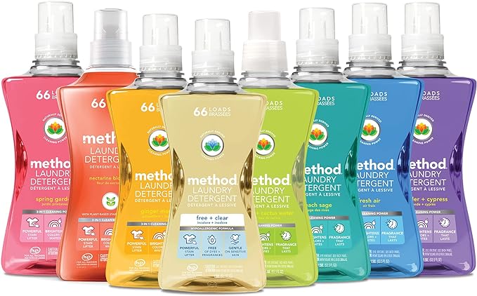 Method Liquid Laundry Detergent, Fresh Air, 66 Loads Per Bottle, Stain Remover, 53.5 Fl Oz (Pack of 1)