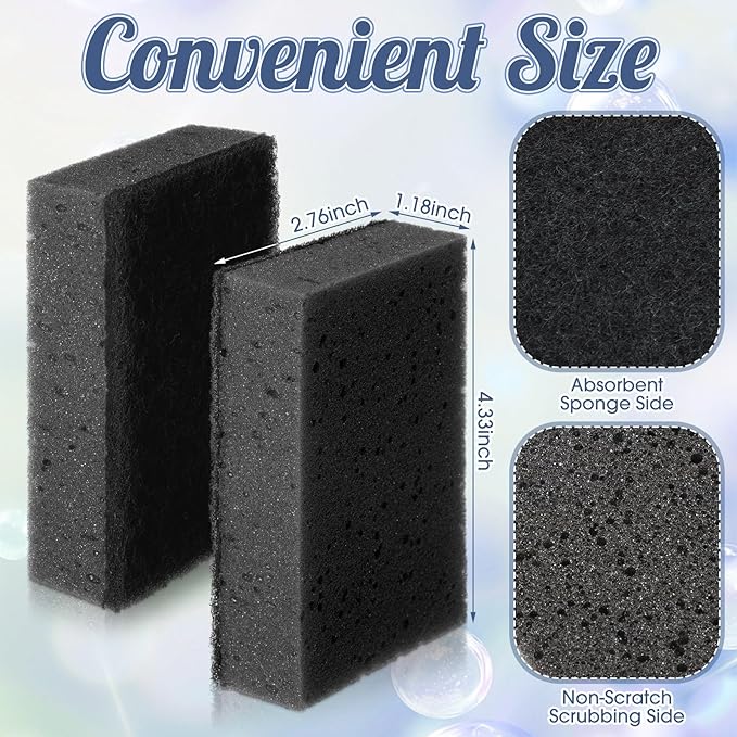 Tioncy 24 Pcs Black Kitchen Sponge Non-Scratch Scrub Washing Dishes Sponge Bulk Multi Use Dual Sided Scrub for Kitchen Bathroom, Household Cleaning