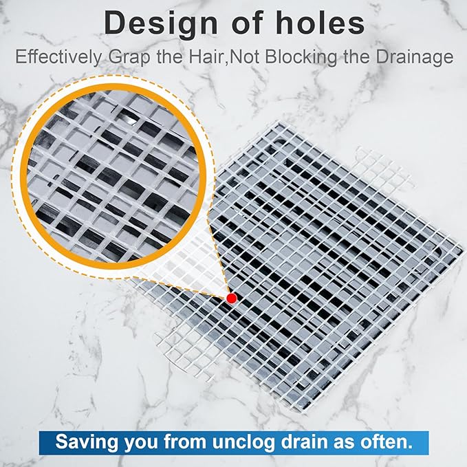 INVIHUG,25 Pack,Disposable Shower Drain Hair Catcher Mesh Stickers,Disposable Hair Drain Catcher（6.1inch Square）