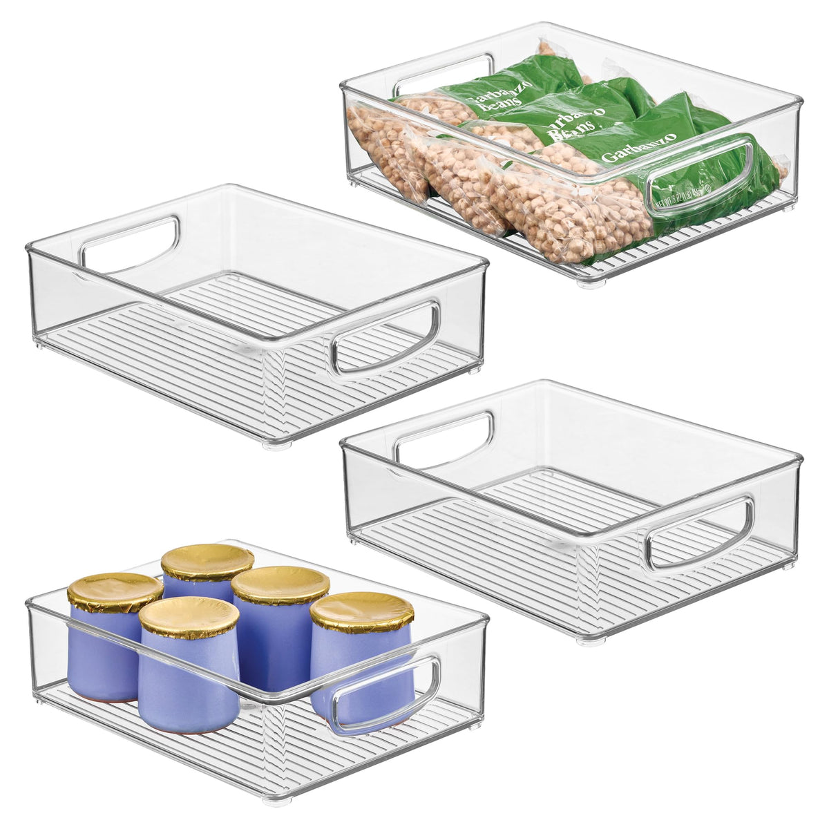 iDesign Plastic Stackable Pantry Bin, Set of 4, Clear - Image 1
