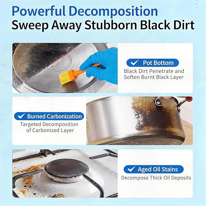 Kitchenware Stain Cleaner, Strong Descaling, Multi-purpose Oil Stain Remover, Pot Pan Bottom Cleaning Paste,Powerful Kitchenware Cleaner, Cooktop Pot Cleaner Effortless for Burned Cookware (260g) (1)