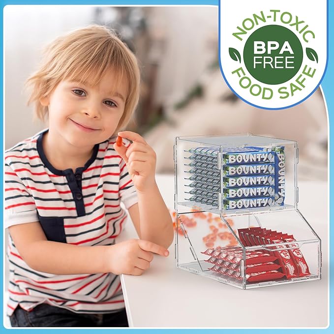 Acrylic Laundry Pods Organizer with 2 Lids - Multi-Purpose Dispenser for Dishwasher Pods, Detergent Powder, Dryer Balls & Snacks | Wall Mount or Desktop Storage