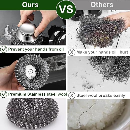 Stainless Steel Wool Scrubber with Handles