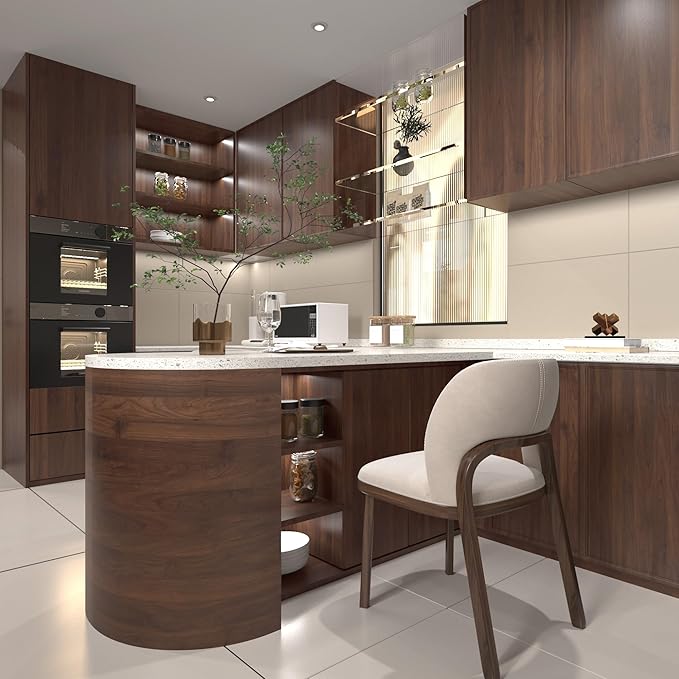 BOMENG Walnut Wood Contact Paper Roll Thick Brown Textured Wood Grain Peel and Stick Wallpaper Self Adhesive Vinyl Film Removable Waterproof Wallpaper for Cabinet Furniture Sticker 16"x79"