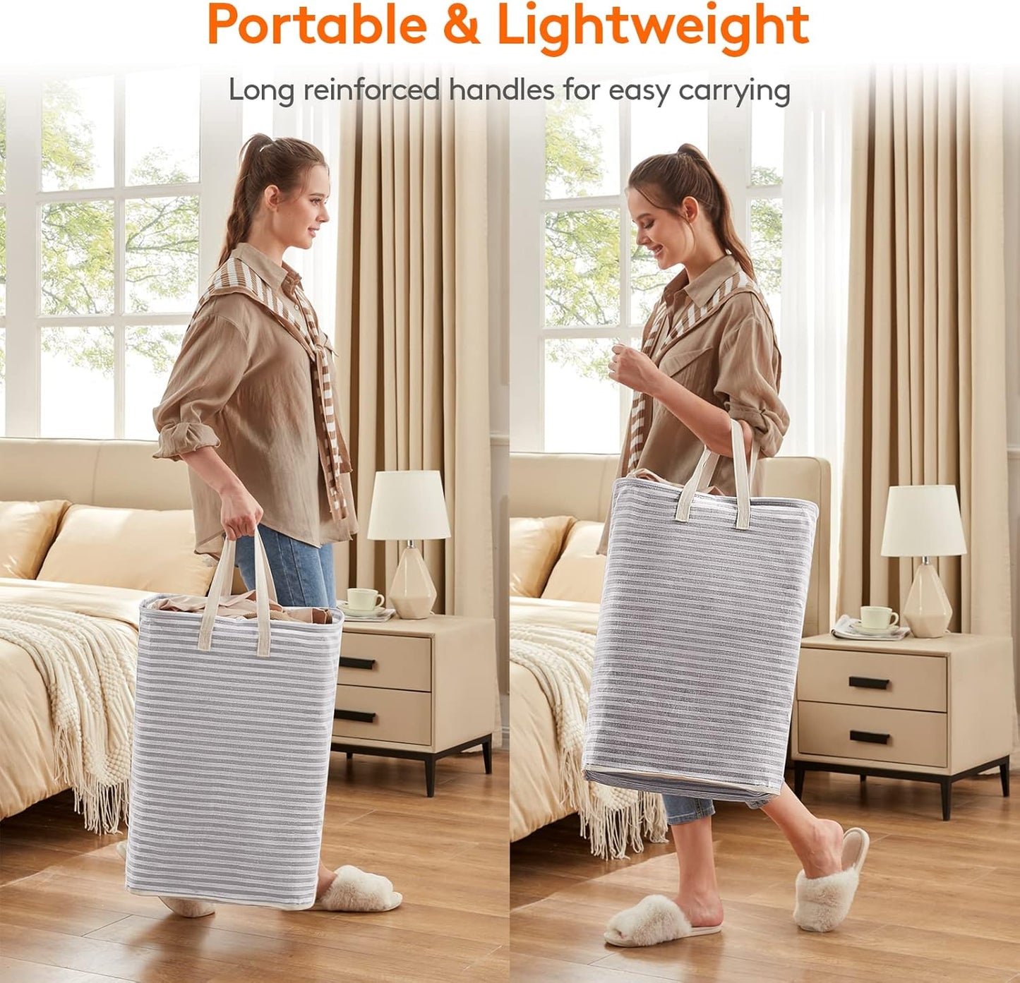 2-Pack Collapsible Laundry Hamper 80L Each — Freestanding, Waterproof & Foldable for Bedroom & Laundry Room | Nestify