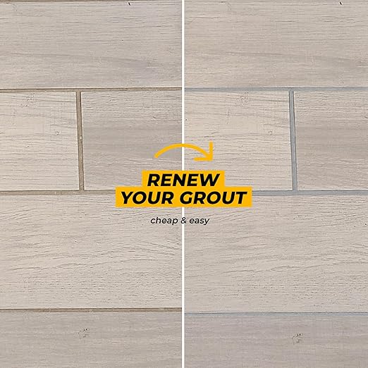 Pentausa Premixed Acrylic Sanded Tile Grout Repair Kit - Ready to Use Grout Renew Filler for Bathroom, Shower, & Kitchen Tile with Grout Removal Tool, Applicator & Sponge, (8.8 Oz - 250gr) (Grey)